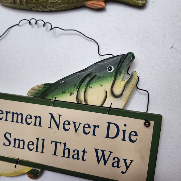Fisherman Wall Decor Set – Rustic Sign & Hooks – Great Gift for Fishing Fans - Picture 9 of 9